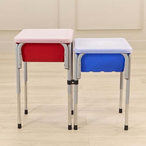Back2School Express Adjustable Double Sensory Table with Lids, Kids Furniture, Blue/Red