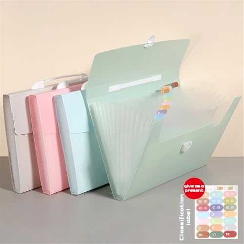 File Folder 13 Pockets A4 Size Expanding Wallet File Folder Paper Document Storage Organ Bag Holder Office School Organizer(Blue)