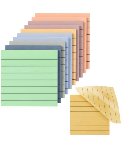 Mr. Pen- Transparent Sticky Notes, 3"x3", 10 Pads, 7X Lined, 3X Blank, 500 Sheets, Pastel Color