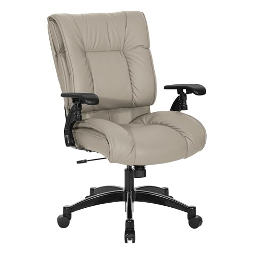 Space Seating 93 Series Professional Executive Leather Office Chair, Pillow Top Seat and Back, Lumbar Support, Cantilever Arms, Synchro Tilt, Taupe