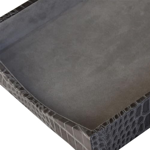 DACASSO Protacini Castlerock Gray Italian Leather Desktop Letter Tray - Luxury Letter Holder & Paper Organizer for Desk - Office Organization & Executive Desk Decor - (Gray)