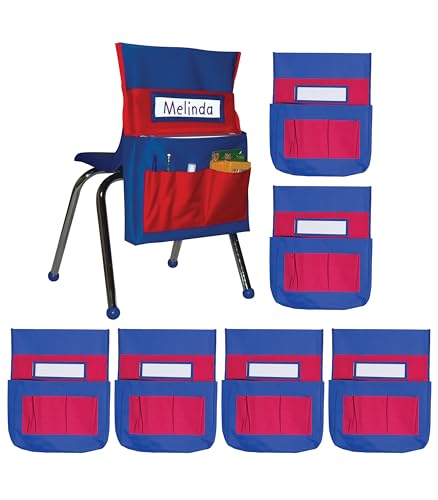 Carson Dellosa Chair Pockets for Classroom, Blue & Red, 6-Pack