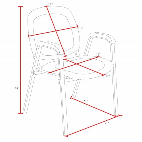 Romig Ace Vinyl Guest Stacking Chair with Arms, Durable and Comfortable Upholstery, Sturdy Steel Frame, Stackable Design for Office, Reception, and Conference Areas - Midnight Black