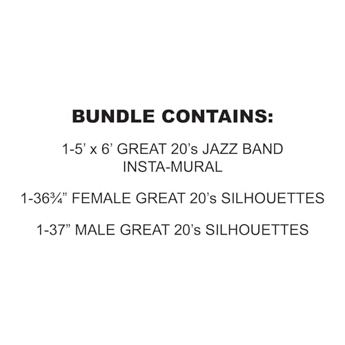 Beistle 1920s Jazz Age Party Decoration Bundle – Great 20’s Band Insta-Mural and Double-Sided 1920s Silhouette Cutouts, Vintage Roaring Twenties Décor for Speakeasy, Flapper, and Jazz-Themed Events