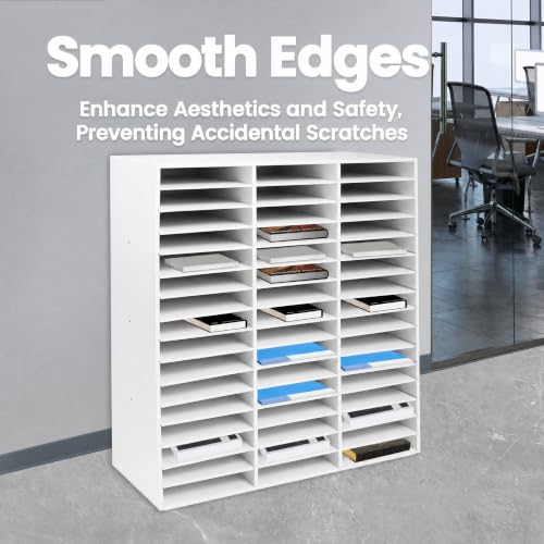 Mail Sorter, 48 Slot Desktop File Organizer, Adjustable, White