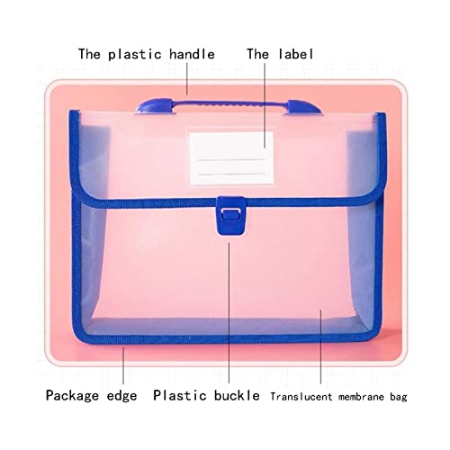 Filing Envelopes A4 Wallet Plastic Folder Poly Pockets Envelope Waterproof Expanding Document File Folders with Button Portable Handle Plastic Folders (Color : Black)