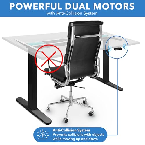 Mount-It! Dual Motor Electric Standing Desk with 48" Tabletop White Tabletop, Black Frame