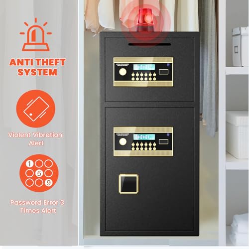6 Cuft Large Double-door Coin-operated Safe Box Fireproof Waterproof