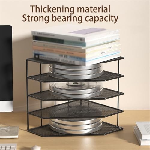 File Rack Metal File Rack Office Desk Shelf Standing Desktop Folder Box Storage Letter Trays(Black)