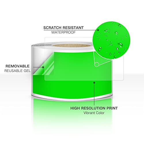 Rectangle Labels Sticker 3×5 Inch Vinyl Floor Stickers Color Coding Name Tags Roll Removable 200 PCS, Green