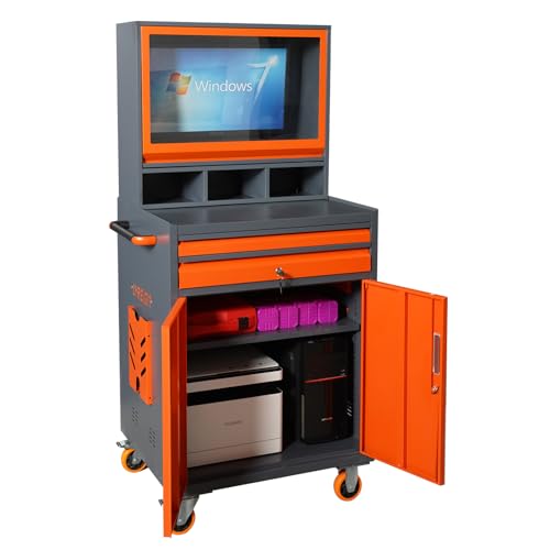 LYREIGN Industrial PC Cabinet, Mobile Security LCD Computer Cabinet Suitable for Workshop Garage Warehouse Factory