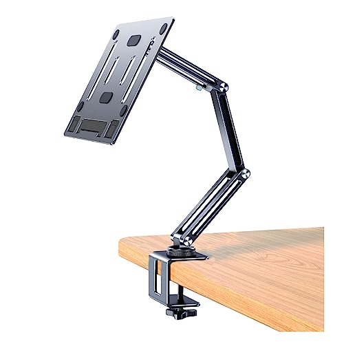Book Stand for Reading with Clamp, Hands Free Book Holder Stand, Angle Adjustable, Ergonomic Design, Portable, Foldable, Elastic Book Holder, for Projector, Online Learning, Home Offi(Color:Gray-02)