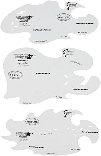 Iwata-Medea Artool Freehand Airbrush Templates, True Fire Template Set , White