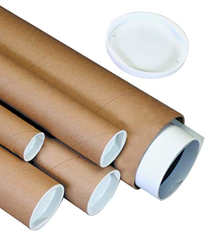 Box USA BP3018K Mailing Tubes with Caps, 3" x 18", Kraft (Pack of 24)