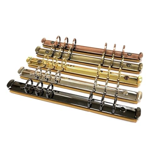 Ring Clips 5PCS A5 Metal Ring Binder Clips with Bamboo Back Panel 6 Detachable Buckle Loose-Leaf Binding Strip for Data Book Album Notebook(Silver,Inner Diameter 15mm)