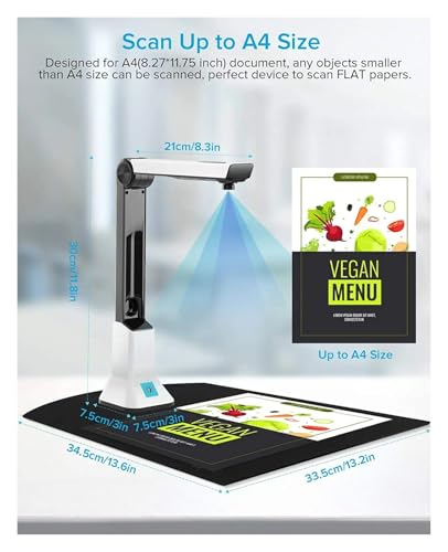 Portable Document Scanner A4 10 Mega Pixel Book Documents Camera Paper Files High Definition escaner Documentos A3