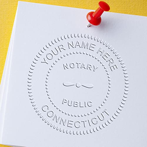 Heavy Duty Connecticut Notary Embossing Seal, Long Reach Desk Stamp CT
