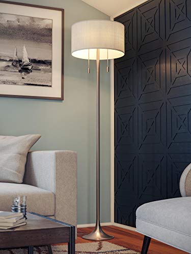 Kenroy Home Stowe Floor Lamp with Antique Brass Finish, Modern Style, 61" Height, 19" Width, 19" Depth