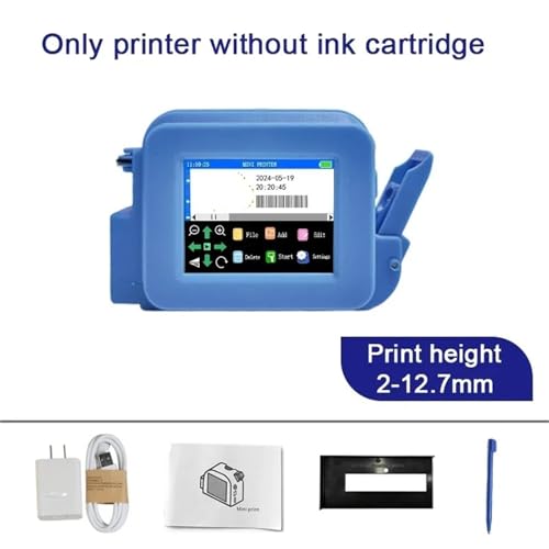 SHIHUANI 12.7mm Portable Mini Inkjet Printer with Fast Dry Ink for Logo Expire Date QR Barcode Batch Number Label(Without Ink,US)
