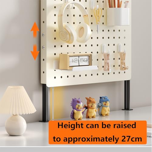ZBJDX Metal Clamp on Desk Organizer Shelf, Gaming Desk Accessories with Pegboard and Shelf, Desk Extender Pegboard Workstation (White),Medium