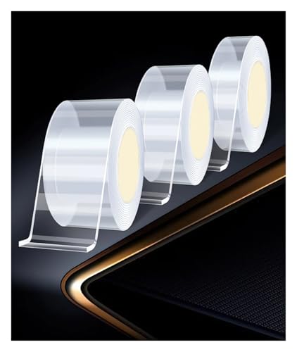 DSWMY Transparent Tape Double Sided Reusable Adhesive Strong Tapes Cleanable Kitchen Bathroom Supplie(Lenth 5m Width 2cm)