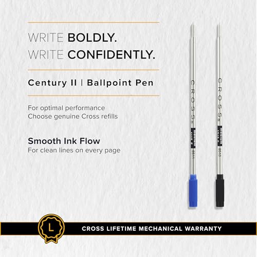Cross Century II Black Lacquer Ballpoint Pen, Medium Point, Black Ink
