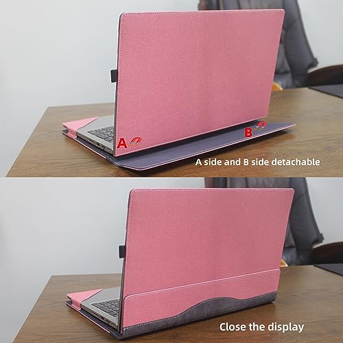 Laptop Case for Lenovo ThinkPad E16 Gen 3 Intel |ThinkPad E16 Gen 4 (Intel) [Note Other Models] All Inclusive Drop Case 16" PU Leather Protective Laptop Bag Detachable Shell (Pink)