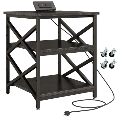 METYERRY 24"x23.6" Large Printer Stand with Power Outlet, 3 Tier Cart