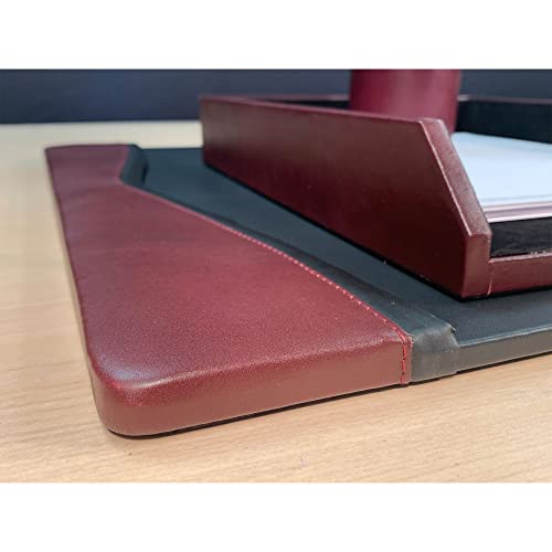 Dacasso Burgundy Leather Desk Set, 3-Piece