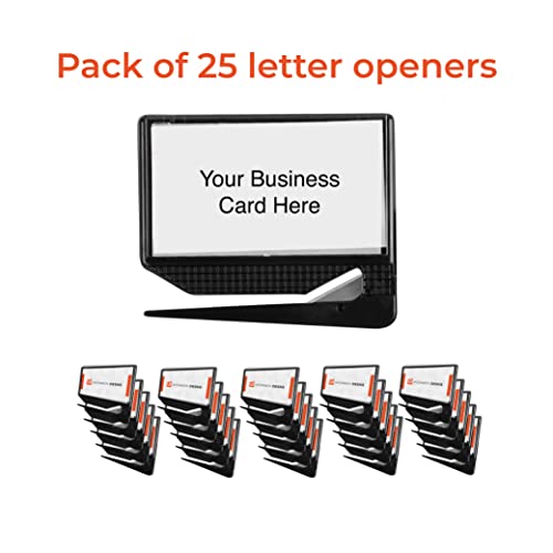 Promotional Business Card Letter Openers, Black, 25 Pack