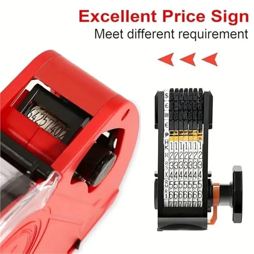 8 Digits Digital Tag Gun Handheld Label Gun + 1 Lines Labels +1 Ink 5500 Tag Marker Machine Labeler Labeller Sticker(Yellow)