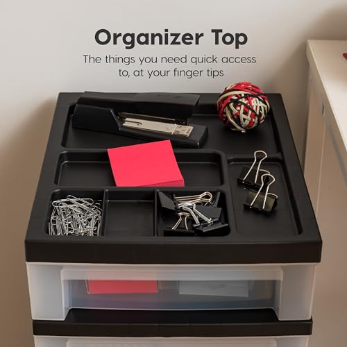 IRIS USA 6-Drawer Rolling Storage Cart, Black/Clear