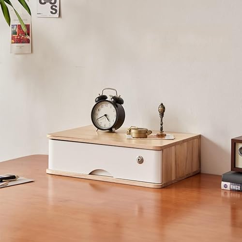 HSTBLEOO Flat File Cabinet, Wooden Desktop Storage Box With Lockable Drawers, Office Supplies A4/Receipt File Organizer(E,1 drawer)