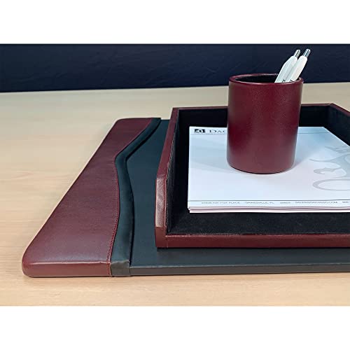 Dacasso Burgundy Leather Desk Set, 3-Piece