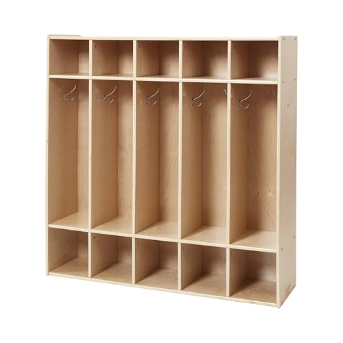 Back2School Express Sleekline 5-Section Storage Coat Locker, Kids Furniture, Natural