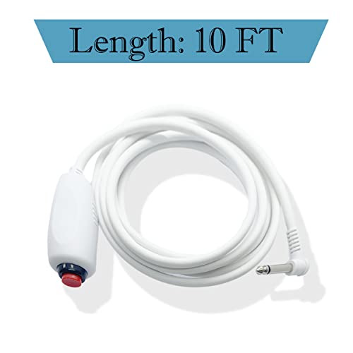 BAOZENP Replacement Nurse Call Cord, Red Button Momentary Call Cable for Nurse Station, 6.35mm Plug, 10 Ft (White-10PCS)