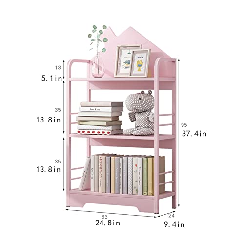 GSOUL Indoor Bookcase Organizer Floor-to-Ceiling Three-Tier Bookshelf Living Room Display Rack Book Storage Rack Bedroom Rack Office File Rack Independent Bookshelf