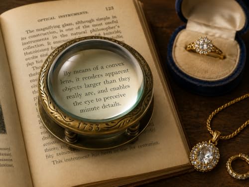 Desk Magnifying Glass Desktop Vintage Antique Style Engraved Magnifier Reading Magnifying Glass for Reading Book Traditional Glass BY MAI