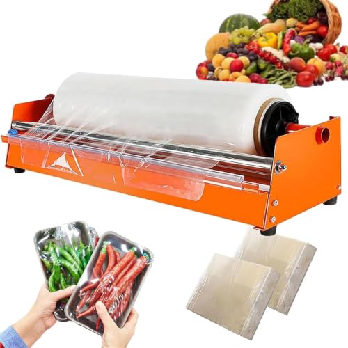 Manual Stretch Film Packaging Machine, Food Stretch Film Dispenser Packing Machine with Sliding Knife, Suitable for Supermarkets, Factories