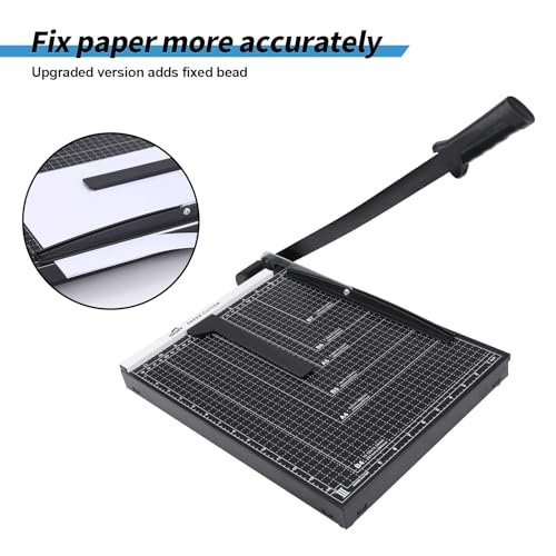 ISDIR 15" Guillotine Paper Cutter with Dual Pressure Bars, 15 Sheet Capacity, Magnetic Guide, Blade Lock, Heavy Duty Metal Base, for Cardstock, Crafts, DIY, Photos & Office
