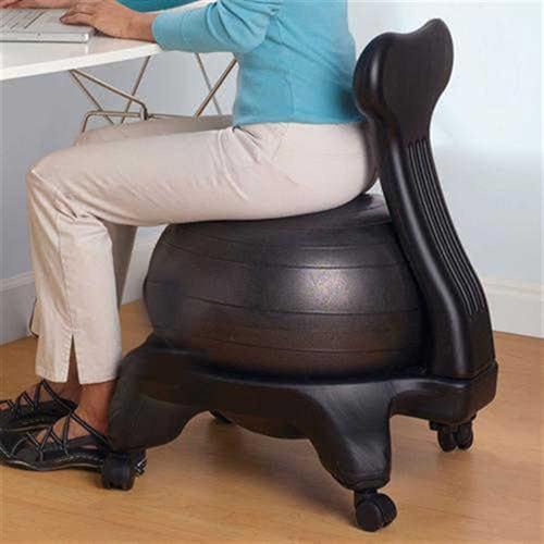 RENLXFI Stability Ball Desk Chair with Wheels & Back Support, Large 55cm Anti-Burst Balls Ergonomic Chairs/Medicine Ball Chair Stand 660 Lb, Adults Students Seniors Exercise Ball Chairs
