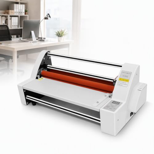 LYNICESHOP 13.78" Thermal Laminator Machine, 4-Roller Hot Cold Roll Laminator for A3/A4/A6, Digital Temperature Control, Avoid Misfed Paper Jams, for Office School Document Photo Laminating (C-51)
