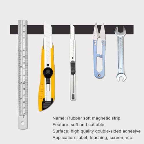 YTCEZ 1-10 Meter Self Adhesive Rubber Magnet Strip 10 * 1 15 * 1 20 * 1 30 * 1mm Tape Rubber Refrigerator Flexible Magnetic Strip for Home(W 30MM X T 1MM,10Meter)