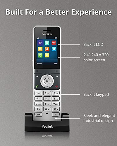 Yealink W60P IP Cordless Phones Office Business VoIP DECT Handset Bundle, W60B Base Unit, Power Supply, Global Teck Microfiber Cloth - Requires VoIP Service (Yealink W56P Base and 2 handsets)