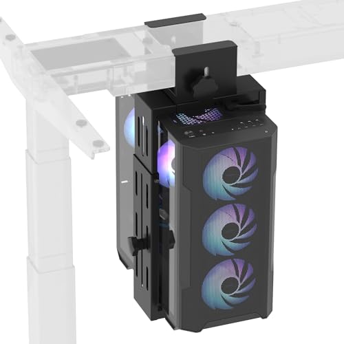 FLEXISPOT Computer Tower Stand, PC Stand up to 44lbs, CPU Holder Adjustable Height and Width Fits Mid-Tower and Mini-Tower, For Dual-crossbeam
