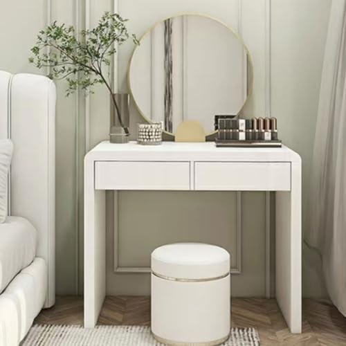 CAOJLjiaxiang-2012 Home Office Desk Home Writing Desk Bedroom Makeup Table White Desk Modern Minimalist Dressing Table with Double Drawers Pc Table Work Study Desk(60X50X75CM)