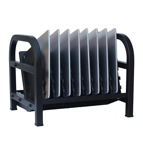 Workington 8-Device Open Desktop School Charging Cart Station for Ipads, Chromebooks, Tablets and Laptops Computer with Power Strip Included, Assembly Required, 1004 Black