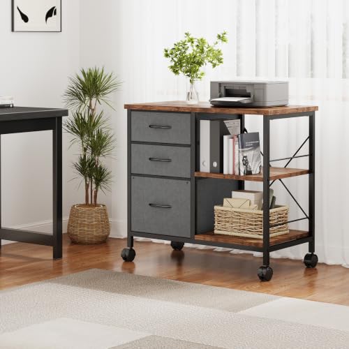 DUMOS 3 Drawer Mobile File Cabinet, Space Saving Rolling Printer Stand