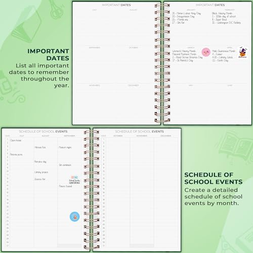 Clever Fox Teacher Planner Spiral, Undated Gradebook Homeschool Dark Green