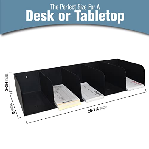 STEELMASTER by BankSupplies Steel Document Organizer - 5-Pockets - Black - Powder Coated Crinkle Finish - Scratch & Chip-Resistant - Check Separator, Deposit Slips, Letter Organizer, Money & Bills